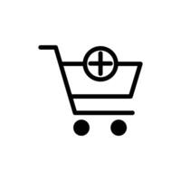 Shopping Cart with Add Icon - E-commerce Concept . Add to cart with plus sign for Website or app icon. Buy icon vector