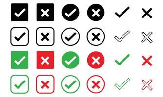 Check box icon with right and wrong buttons and yes or no checkmark icons illustration on white background vector