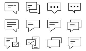 Collection of Line Art Speech Bubble icon on white background. communication line icon. Chat line icon vector