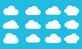 White cloud icon set isolated on white background vector