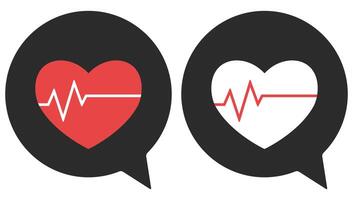 Bubble chat with heart and pulse icon isolated on white background. vector