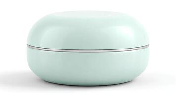 Round Container in Light Green Isolated on White Background photo