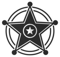Flat icon of sheriff star badge isolated on white background. vector