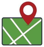 Map with red pin location isolated on white background. vector