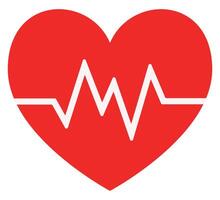 Heart with beat monitor pulse line icon isolated on white background. vector