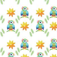 A colorful pattern with birds and flowers vector