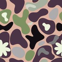 Abstract Organic Camouflage Pattern with Irregular Fluid Shapes in Natural Tones vector