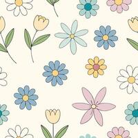 A seamless pattern with flowers on a white background vector