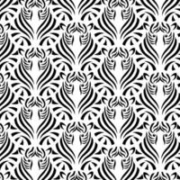 Bold and Intricate Zebra Head Motif in Black and White vector