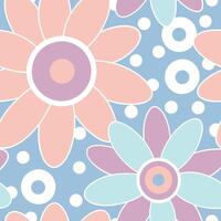 A colorful pattern with flowers and polka dots vector