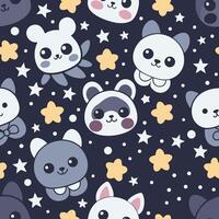 A pattern with cute animals and stars vector
