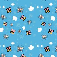 A pattern with butterflies and hearts on it vector