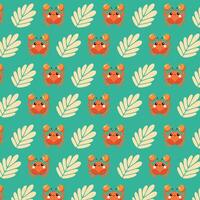 A pattern with crabs and leaves on a turquoise background vector