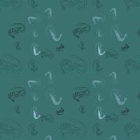 Intricate Shrimp Pattern on Teal Background, Ideal for Fabric Design vector