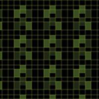 Intricate Green and Black Plaid Grid Pattern With Alternating Square Motifs vector