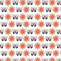 Intricate Repeating Pattern with Butterflies and Flowers in Bold Colors vector