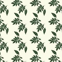 Elegant Repeating Diagonal Pattern of Green Compound Leaves on Beige Background vector