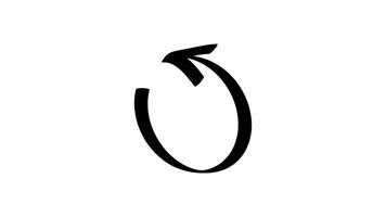 Looped 4K animation of a hand drawn circular arrow rotating clockwise, representing refresh, repeat, or ongoing cycle on a transparent background. video
