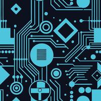 Futuristic Cyan Circuit Board with Intricate Geometric Interconnections vector