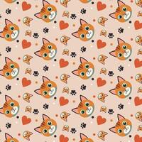 Playful Cat-Themed Pattern with Hearts and Paw Prints vector