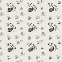 Elegant Swan and Floral Pattern in Monochrome Design vector