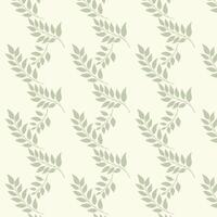 Elegant Diagonal Green Leaves Pattern on Soft Beige Background vector