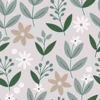 Elegant Botanical Pattern with Soft Floral and Leaf Illustrations vector