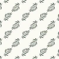 Intricate Diagonal Pattern of Green Botanical Leaves on Light Beige Background vector