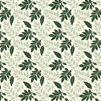 Intricate Dark and Light Green Botanical Leaves Pattern on Beige vector