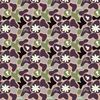 Intricate Abstract Camouflage Pattern with Organic Shapes and Floral Hints vector