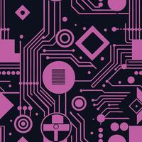 Intricate Pink Geometric Circuit Board Pattern Design on Dark Background vector