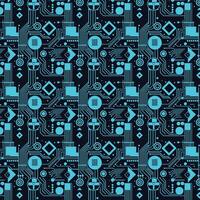 Intricate Cyan Circuit Board Pattern with Geometric Elements vector