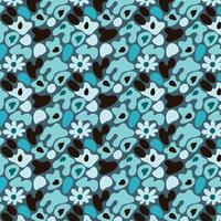 Dynamic Abstract Blue and Teal Floral Pattern with Organic Shapes vector