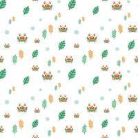 Playful Cartoon Crabs with Green Leaves and Dots in Repeating Pattern vector
