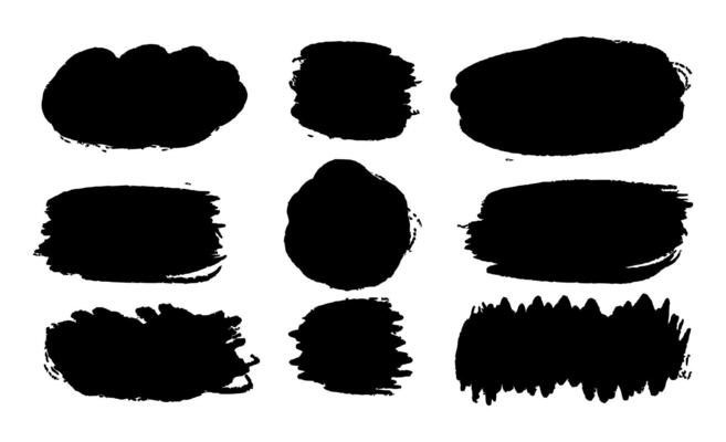Brush stroke, chalk round texture by marker, charcoal circle black grunge scribbles, chalk frame, pencil crayon lines. Perfect for modern typography, poster, packaging, creative layout, graphic design