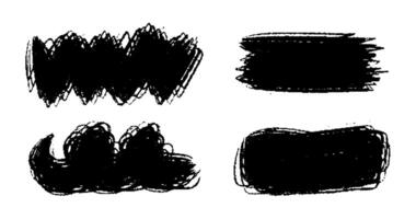 Chalk lines, pencil underlines, crayon stroke by pen, squiggly marker lines, brush scribbles. black charcoal hand drawn sketch elements. Text box vector