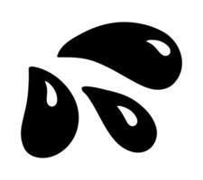 Doodle water drop,hand drawn sweat tear. Black liquid splash icon with soft shapes and rounded droplets. Silhouette perfect for skincare, weather, eco, hydration, cartoon style UI elements. vector
