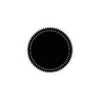 Black Round Stamp with Jagged Edges and Dashed Line Minimalist Retro Style Design vector