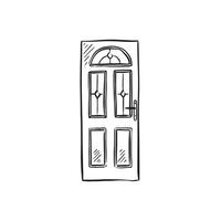 A front door drawn by hand in a sketch style. vector
