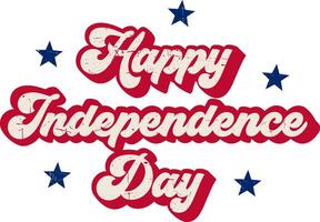 Happy Independence Day greeting lettering retro groovy style vector
