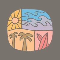 Hand drawing of summer beach vibes element for outdoor print vector