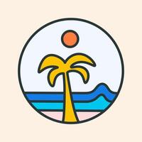 Simple design of the palm tree on the beach for print design vector
