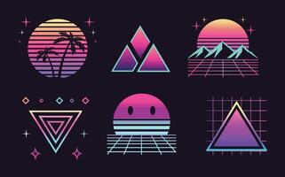 A collection of retro wave illustrations for artwork compositions vector