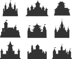 A collection of castle silhouettes for artwork compositions vector