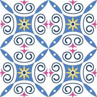 Decorative Geometric Tile with Floral and Scroll Elements vector