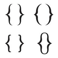 Set of four elegant black silhouette curly brackets isolated on white background for decorative design elements vector