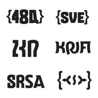 Bold silhouettes of different letterforms and abstract symbols in striking black isolated on white background vector