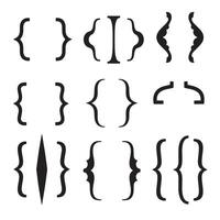 Collection of various bracket silhouette designs for graphic design elements and decorative purposes vector