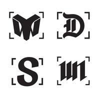 A collection of distinct silhouette letters featuring contemporary and gothic typography in a minimalist style vector