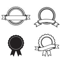 Set of four different vintage style silhouette award badges with blank ribbons and scalloped frames for various design purposes vector